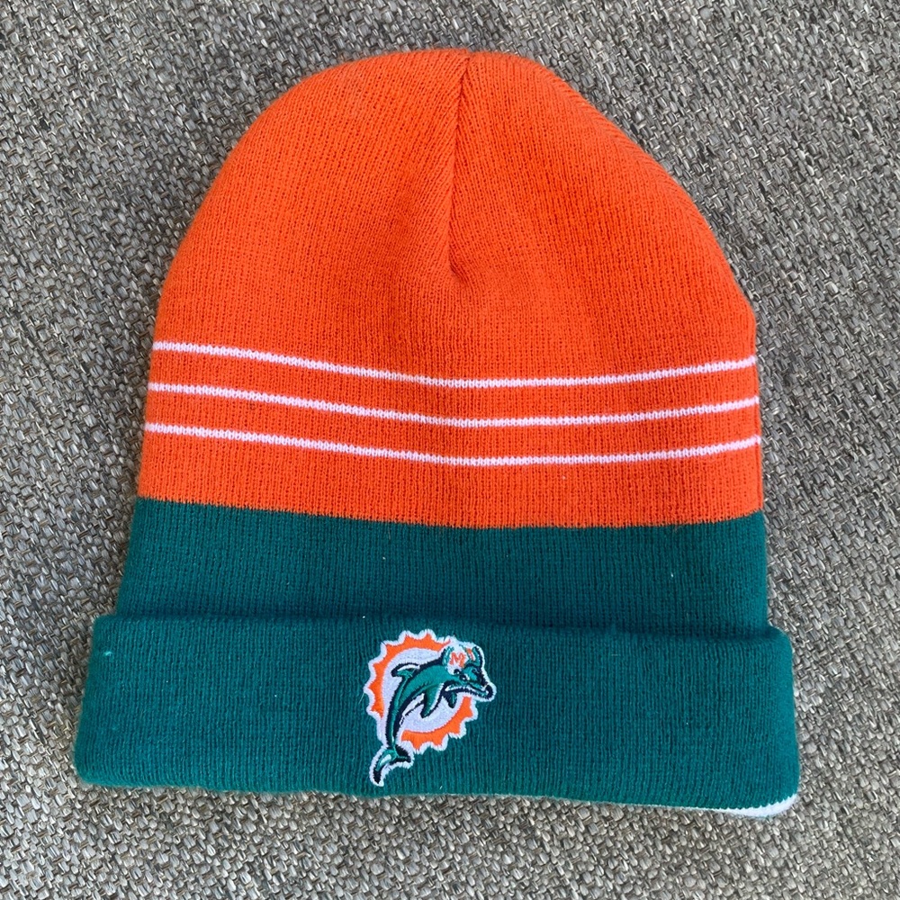 Orange and Green NFL Miami Dolphins Knit Beanie